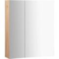 Spiegelschrank WELLTIME "Lund Badschrank Schrank Bad WC Spiegel ohne LED", silber (eiche, silber), B:60cm H:70cm T:16cm, MDF, Schränke, Badezimmerspiegelschrank Spiegel Badspiegel mit 2 Türen Breite 60cm