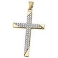 Ketten-Anhänger FIRETTI "Schmuck Geschenk Silber 925 Halsschmuck Anhänger Kreuz" Schmuckanhänger Gr. Silber 925 (Sterlingsilber), 2,90 g, goldfarben (gelbgoldfarben, kristallweiß, kristallweiß) Damen mit Zirkonia (synth.)