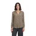 Schlupfbluse CARTOON "Cartoon Casual-Bluse mit Muster", Damen, Gr. 34, braun (camel, schwarz), Obermaterial: 100% Viskose., casual, lässig geschnitten normal, Rundhals, Langarm, Blusen