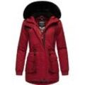 Wintermantel MARIKOO "Olessaa" Gr. M (38), rot (blutrot), Damen, Obermaterial: 100% Baumwolle, Futter: 100% Polyester, Wattierung: 100% Polyester, Ärmelfutter: 100% Polyester, Kunstfell: 90% Polyacryl, 10% Polyester, Mäntel, Sportlicher Baumwoll-Parka für den Winter