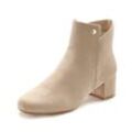 Stiefelette LASCANA, Damen, Gr. 35, beige, Obermaterial: 100% Textilmaterial. Futter: 100% Textilmaterial. Decksohle: 100% Textilmaterial. Laufsohle: 100% Synthetik, unifarben, klassisch, Schuhe, mit bequemen Blockabsatz, Ankle Boots, Stiefel VEGAN