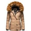 Winterjacke NAVAHOO "Zoja" Gr. S (36), grau (taupe), Damen, Oberstoff: 100% Polyester, Futter: 100% Polyester, Wattierung: 100% Polyester, Ärmelfutter: 100% Polyester, Kunstpelz: 90% Polyacryl, 10% Polyester, Jacken, stylische Steppjacke mit Kunstpelz Kapuze