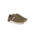 Sneaker TOMMY HILFIGER "RUNNER EVO MIX BLOCK" Gr. 43, grün (khaki), Herren, Textil, Leder, unifarben mit Farbeinsatz, Schuhe, Freizeitschuh, Halbschuh, Schnürschuh mit Streifen in Tommy Farben