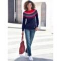 Norwegerpullover CASUAL LOOKS "Pullover" Gr. 36, bunt (nachtblau, kirsche, gemustert) Damen Pullover Bestseller