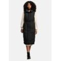Longweste NAVAHOO "Abendlied XIV", Damen, Gr. L (40), schwarz, Obermaterial: 100% Polyester (recycelt), Innenfutter: 100% Polyester (recycelt), Wattierung: 100% Polyester (recycelt), modisch, gerade kniebedeckend, hoch geschlossener Ausschnitt, Westen, Ärmellose Winter-Weste mit hohem Stehkragen