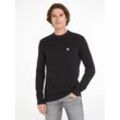 Rundhalspullover CALVIN KLEIN JEANS "CK EMBRO BADGE SWEATER" Gr. M, schwarz (ck schwarz) Herren Pullover