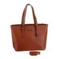 Shopper BRUNO BANANI Gr. B/H/T: 42cm x 26cm x 16cm, braun (cognac) Damen Taschen Schultertasche Handtasche Umhängetasche Henkeltasche