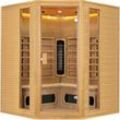 Artsauna Eck-Infrarotkabine Nyborg E150K - Infrarotsauna 150x150 cm mit Dual-Technologie & LED-Farblicht - bis zu 4 Personen - Wärmekabine aus Hemlock