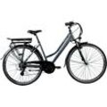 E-Bike ZÜNDAPP "Green 7.7 Damen" Gr. 48, grau (blau, grau), E-Bikes, 48cm, 28 Zoll (71,12cm), Pedelec, Elektrofahrrad für Damen