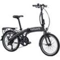 E-Bike TRETWERK "Akimbo" Gr. 32, grau (anthrazit), E-Bikes, 32cm, 20 Zoll (50,80cm), Pedelec, Elektrofahrrad für Damen u. Herren