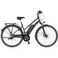 E-Bike FISCHER FAHRRAD "VIATOR 1.0 Trapez 44" E-Bikes Gr. 44cm, 28 Zoll (71,12cm), grau (anthrazit) Pedelec, Elektrofahrrad für Damen u. Herren