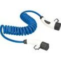 as-Schwabe MODE 3 Spiral Ladekabel für Elektroautos Typ 2 auf Typ 2 blau 230 V, 32 A, 7,2 KW, 1,0 - 5,0 m