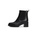 Chelseaboots TOMMY HILFIGER "FLAG MID HEEL LEATHER CHELSEA" Gr. 37, schwarz Damen Schuhe Blockabsatz, Stiefelette, Schlupfboots mit seitlicher Logoflag