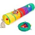 Faltbarer Katzenspielzeug-Tunnel, Regenbogen-Spleiß-Katzentunnel für die meisten Katzen, drinnen und draußen, zum Verstecken, Trainieren und Laufen