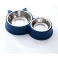 Katzennapf, Doppelnäpfe, Edelstahl-Katzennapf-Set, Futter- und Trinknäpfe für Katzen, Welpen, Hamster, Kaninchen, Kleintiere (blau).