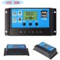 12V/24V 30A pwm Solar Panel Regler Laderegler lcd Display usb Port