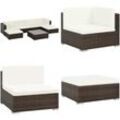 7-tlg. Garten-Lounge-Set mit Auflagen Poly Rattan Braun - Garten-Sofagarnitur - Garten-Sofagarnituren - Home & Living