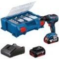 BOSCH PROFESSIONAL Akku-Bohrschrauber "GSR 18V-55 Professional" Bohrmaschinen inkl. 82-tlg. Zubehör-Set im Koffer, 2 Akkus 18V4Ah und Ladegerät blau