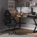 Gaming Stuhl Ergonomischer, Bürostuhl mit Taschenfederkissen, 150 kg Belastbarkeit, Drehstuhl mit Kopfkissen, Lendenkissen, Fußstütze, Netzstoff,