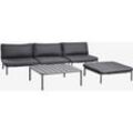 Sklum - 3-teiliges modulares Gartensofa, Hocker und Couchtisch Roubly Grau Graphit