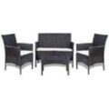 4-tlg. Garten-Lounge-Set mit Auflagen Poly Rattan Schwarz Vidaxl