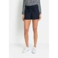 Shorts LASCANA Gr. 44, N-Gr, blau (marine), Damen, Obermaterial: 58% Viskose, 28% Baumwolle, 14% Leinen, unifarben, Hosen, im Paperbag-Stil, Leinenmix, Schlupfhose, Sommerhose