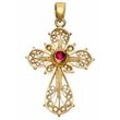 Kreuz-Anhänger FIRETTI "Schmuck Geschenk Gold 375 Halsschmuck Anhänger Halskette Kreuz" Schmuckanhänger Gr. Gelbgold 375, 1,37 g, goldfarben (gelbgold, 375, rot, rot) Damen mit Rubin