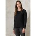 Strickpullover CECIL, Damen, Gr. L (42), schwarz, Web, 60% Baumwolle, 40% Viskose, unifarben, casual, normal normal, U-Boot-Ausschnitt, Langarm Bündchen, Pullover, mit U-Boot-Ausschnitt