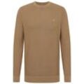 Sweater MUSTANG "Strickpullover" Gr. L, braun (hellbraun), Herren, 100% Baumwolle, Sweatshirts