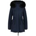 Winterjacke ALIFE & KICKIN "Damen KierseyAK A" Gr. L, blau (marine) Damen Jacken Kurzer Mantel mit weichem Teddy-Innenfutter und abnehmbarer Kapuze