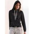 Hoodie LASCANA Gr. 32/34, schwarz, Damen, Sweatware, Obermaterial: 50% Baumwolle, 50% Polyester, bedruckt, unifarben, Sweatshirts Homewear Oberteile, mit Kängurutasche, Loungeanzug