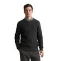 Rundhalspullover MARC O'POLO Gr. L, grau (dark grey melange) Herren Pullover Sanfter Bi-Color-Effekt