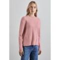 Strickpullover STREET ONE, Damen, Gr. 34, rosa (petal rose meliert), Web, 35% Baumwolle, 32% Polyacryl, 28% Polyester, 5% Elasthan, unifarben, casual, normal normal, hoch geschlossener Ausschnitt, Langarm Bündchen, Pullover, mit Stehkragen