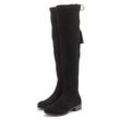 Overkneestiefel LASCANA "Stiefel, Langschaftstiefel" Gr. 36, Varioschaft, schwarz, Damen, Obermaterial: 100% Textilmaterial. Futter: 100% Textilmaterial. Decksohle: 100% Lederimitat. Laufsohle: 100% Synthetik, unifarben, Schuhe, mit elastischem Weitschaft und raffiniertem Flechtdetail