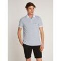 Poloshirt TOMMY HILFIGER "PERFORMANCE PIQUE REG POLO", Herren, Gr. L, weiß (weiß, desert sky), Jersey, Obermaterial: 63% Baumwolle, 31% Polyester, 6% Elasthan, gestreift, casual, regular fit hüftlang, Kurzarm abgesteppt, Shirts, mit Streifenmuster