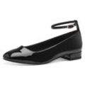 Ballerina TAMARIS Gr. 37, schwarz (schwarz, lack) Damen Schuhe Riemchen Pumps, Flats, Flache in veganer Verarbeitung