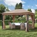 TOOLPORT Sunset 3x4 m Softtop Gartenpavillon, inkl. 4 Seitenteile, cappuccino - (300047)