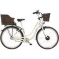 E-Bike FISCHER FAHRRAD "CITA ER 1804 418 48" E-Bikes Gr. 48cm, 28 Zoll (71,12cm), beige (elfenbein glänzend) Pedelec, Elektrofahrrad für Damen u. Herren