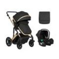 Kikkaboo Kinderwagen Darling 3 in 1 Sportsitz Tragetasche Autositz Wickeltasche black