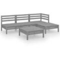 5-tlg. Garten-Lounge-Set Massivholz Kiefer Grau Vidaxl