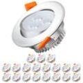 VINGO 20x LED Einbaustrahler Einbau-Spots Schwenkbar 3W Leuchtmittel Decken-Leuchte Einbaulampe Kaltweiß Deckeneinbauleuchte Spots 230V