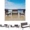 4-tlg. Garten-Lounge-Set mit Auflagen Poly Rattan Braun - Gartenmöbel-Sets - Braun - The Living Store