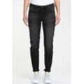 Jogg Pants GANG "94JOLINE JOGG", Damen, Gr. 26 (34), N-Gr, schwarz (schwarz stone (schwarz used)), Denim/Jeans, Obermaterial: 74% Baumwolle, 22% Polyester, 4% Elasthan, unifarben, casual, relaxed fit lang, Jeans, mit passenden Bindeband