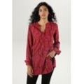 Longbluse ANISTON SELECTED Gr. 36, rot (dunkelrot, rot, fuchsia), Damen, Web, Obermaterial: 100% Viskose, bedruckt, gemustert, Blusen, mit asymmetrischem Saum und extra langen Manschetten