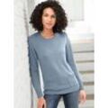 Rundhalspullover CASUAL LOOKS "Pullover" Gr. 36, blau (eisblau), Damen, 50% Baumwolle, 50% Polyacryl, unifarben, Pullover