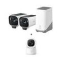 eufyCam S3 Pro Starter-Set 2+1 - 2er-Kameraset mit HomeBase 3 + Indoor Cam C220