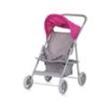 Chipolino Puppenwagen Alice Aufbewahrungskorb klappbar, Sonnendach verstellbar grau pink