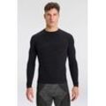 Unterhemd XTREME SOCKSWEAR "MEN THERMAL WOOL UNDERSHIRT", Herren, Gr. L, N-Gr, schwarz (schwarz melange), Obermaterial: 50% Wolle, 47% Polyamid, 3% Elasthan, meliert, casual, körpernah, hoch geschlossener Ausschnitt, Langarm, Unterhemden, mit Merinowoll-Anteil hohem Rundhals-Ausschnitt für kalte Temperaturen