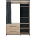 Kleiderschrank TEMAHOME "JUNGO", schwarz (eichefarbig), B:122cm H:182,1cm T:50cm, Spanplatte, Melamin, Stoff, Schränke