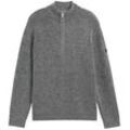 TOM TAILOR Herren Troyer Strickpullover, grau, Meliert, Gr. XXL